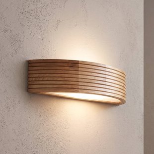 Lamkur Wandlamp Oro, eikenhout/glas, 41 cm breed, E27
