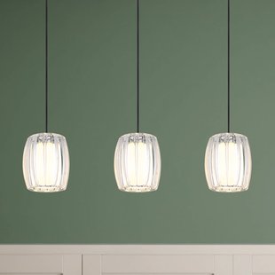 Globo Hanglamp Maribel, lengte 86 cm, chroom/helder, metaal, 3-lamps.