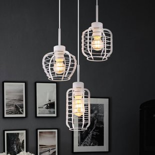 Globo Hanglamp Nesa, Ø 37 cm, wit/chroom, metaal, 3-lamps