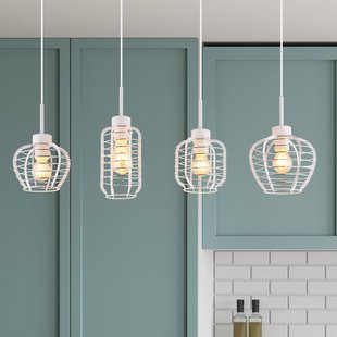 Globo Hanglamp Nesa, lengte 90 cm, wit/chroom, metaal, 4-lamps.