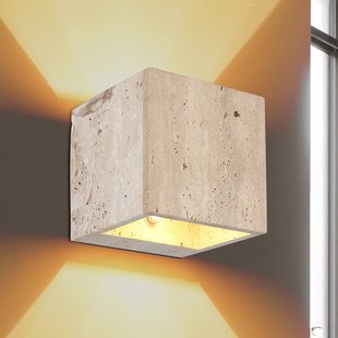 Globo LED wandlamp Rojas, beige, breedte 12 cm, steen