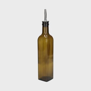 Olie/azijnfles, olijfgroen glas, vierkant, 500 ml