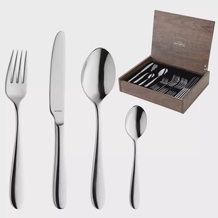 Amefa Oxford 186000MDF3C40 gepolijst RVS, 24-delige bestekset in houten cassette