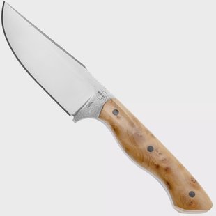 Böker Plus Overnighter 02BP0025 D2 Burl Wood, vaststaand mes