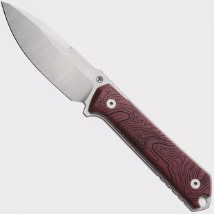 Böker Manufaktur Solingen Kiboku 120575 Satin RWL-34, Red Topo Richlite, vaststaand mes, Lucas Burnley design