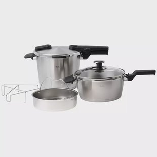 Fissler Vitaquick Premium 602-810-11-090/0, 2-delige snelkookpanset 26 cm, 4L, 8L met stoominzet