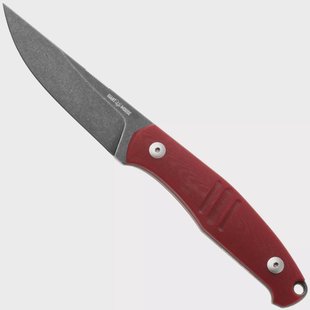 GiantMouse GMF2-P-R, Blackwashed N690, Red G10, Black Leather Sheath, vaststaand mes