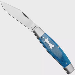 Jack Wolf Gateway Stockman STOCK-01-SMT-BLU-BON Satin Sandvik 14C28N, Smooth Blue Bone, zakmes