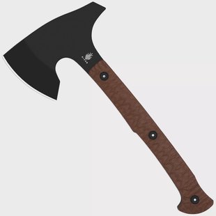 Kizer Urus 1073A1, Black Coated 1095, Brown Micarta, tomahawk, Maciek Waluszko design