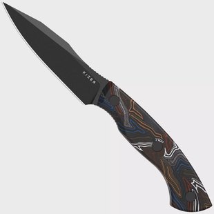 Kizer Hissbite 1109A1, Black CPM 3V, Damascus Pattern G10, vaststaand mes, Boris Bairov design