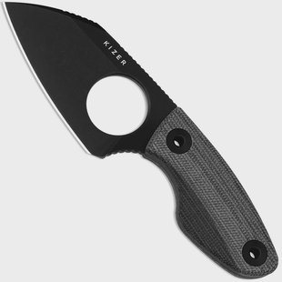 Kize Nightjar 1114A1 Blackwashed AUS-10, Norplex UltreX Micarta, vaststaand mes, Vincent Rizzo design