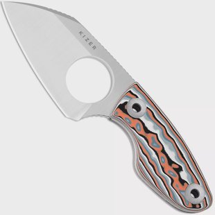 Kizer Nightjar 1114A3 Satin AUS-10, Vortex Pattern Micarta, vaststaand mes, Vincent Rizzo design