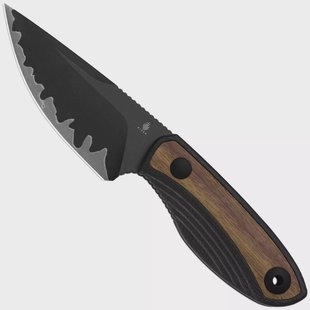 Kizer Finch 1134A1, Black Acid Washed 3 Layer Composite Steel, Black G10/Mkuruti Wood vaststaand mes, Vincent Rizzo design