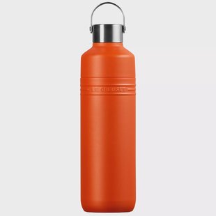 Le Creuset On The Go 41066330900001 dubbelwandige drinkfles, oranjerood, 1,0 L