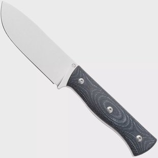 Maserin Woodsman 917/MCN Stonewashed Nitro X7, Black Denim Micarta, vaststaand mes, Igor Bortolussi design