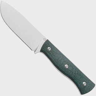Maserin Woodsman 917/MCV Stonewashed Nitro X7, Jute Green Micarta, vaststaand mes, Igor Bortolussi design
