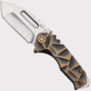Medford Micro T, Tumbled S35VN Tanto Blade, Black Bronze Stained Glass Titanium Handle, Bronze Hardware and Clip, zakmes