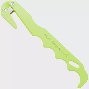 Ontario Economy Strap Cutter 1420 Neon Green, snijhaak, zwarte nylon schede
