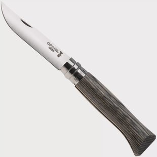 Opinel No. 08, 002389, Satin Stainless Steel, Grey Laminated Birch zakmes