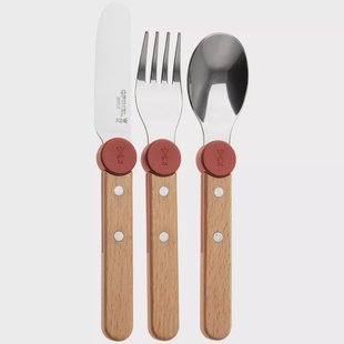 Opinel Le Petit Gourmet 3256 Coral Red, 3-delige kinderbestekset