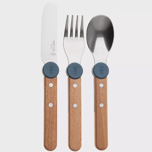 Opinel Le Petit Gourmet 3257 Rain Blue, 3-delige kinderbestekset