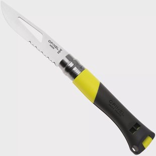 Opinel No. 09 Ocean 3260, Made For The Elements, Satin Stainless Steel, Yellow Polyamide, partially serrated zeilmes