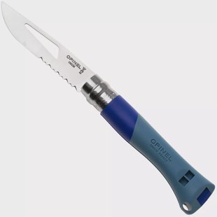 Opinel No. 09 Ocean 3261, Made For The Elements, Satin Stainless Steel, Blue Polyamide, partially serrated zeilmes
