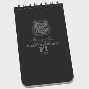 Rite in the Rain Field Interview Notebook 104, 3 x 5, Black, politie notitieboek