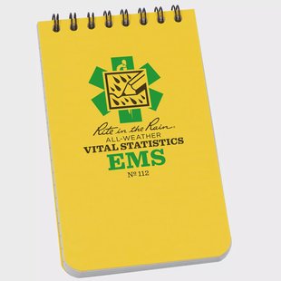 Rite in the Rain EMS Vital Stats Notebook 112, 3 x 5, Yellow, EMS, notitieboekje