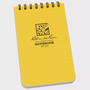 Rite in the Rain Top Spiral Notebook 135, 3 x 5, Yellow, notitieboekje