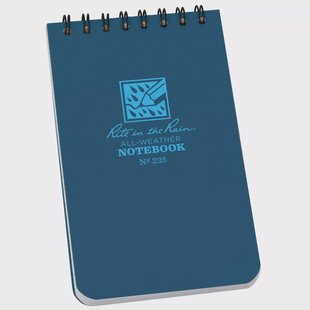Rite in the Rain Top Spiral Notebook 235, 3 x 5, Blue, notitieboekje