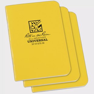 Rite in the Rain Stapled Notebooks 371FX-M, 3 1/4 x 4 5/8, Yellow, set van 3 notitieboekjes