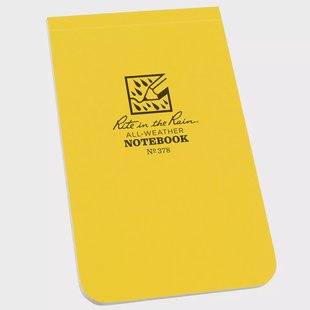Rite in the Rain Soft Cover Top Bound Notebook 378, 3 1/4 x 5 1/4, Yellow, notitieboekje