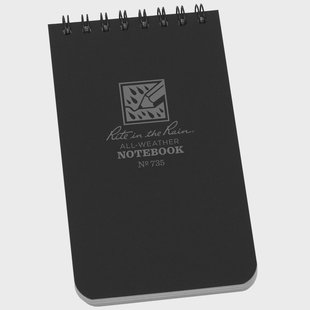 Rite in the Rain Top Spiral Notebook 735, 3 x 5, Black, notitieboekje
