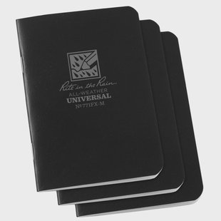 Rite in the Rain Stapled Notebooks 771FX-M, 3 1/4 x 4 5/8, Black, set van 3 notitieboekjes
