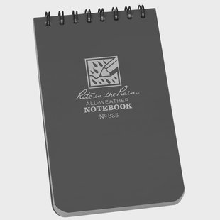 Rite in the Rain Top Spiral Notebook 835, 3 x 5, Gray, notitieboekje