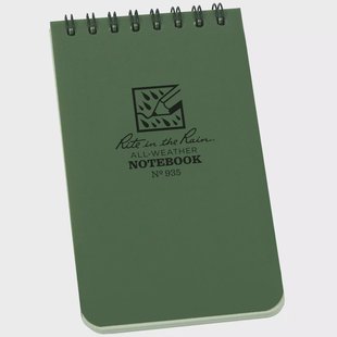 Rite in the Rain Top Spiral Notebook 935, 3 x 5, Green, notitieboekje
