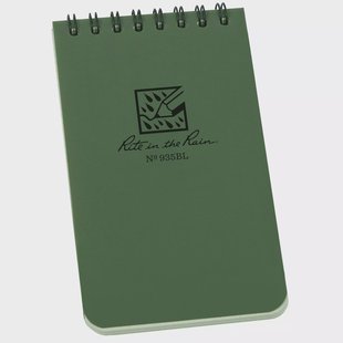 Rite in the Rain Top Spiral Bilingual Notebook Green 935BL, 3 x 5, Green, notitieboekje