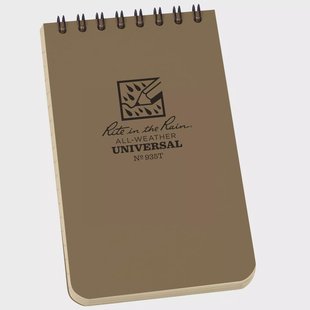Rite in the Rain Top Spiral Notebook 935T, 3 x 5, Tan, notitieboekje