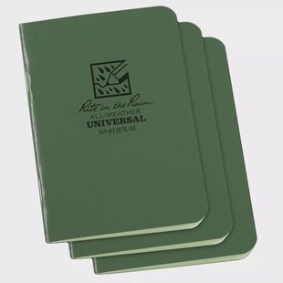 Rite in the Rain Stapled Notebooks 971FX-M, 3 1/4 x 4 5/8, Green, set van 3 notitieboekjes