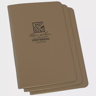 Rite in the Rain Universal Stapled Notebooks 971TFX, 4 5/8 x 7, Tan, set van 3 notitieboekjes