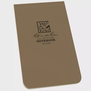 Rite in the Rain Soft Cover Top Bound Notebook 978T, 3 1/4 x 5 1/4, Tan, notitieboekje