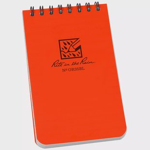 Rite in the Rain Top Spiral Bilingual Notebook OR35BL, 3 x 5, Orange, notitieboekje