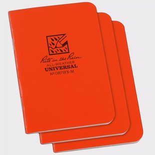 Rite in the Rain Stapled Notebooks OR71FX-M, 3 1/4 x 4 5/8, Orange, set van 3 notitieboekjes