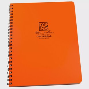 Rite in the Rain Side Spiral Notebook OR73-LG 6 5/8 x 8 1/2, Orange, Line Grid, notitieboek