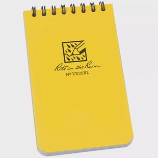Rite in the Rain Top Spiral Bilingual Notebook YE35BL, 3 x 5, Yellow, notitieboekje
