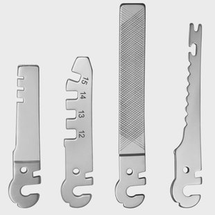 Roxon Flex FT03 Flat File, Fish Hook Remover, Fish Scaler, Fish Hook Sharpener, Bicycle Spoke Wrench, 4 vervangbare tools voor Flex-systeem