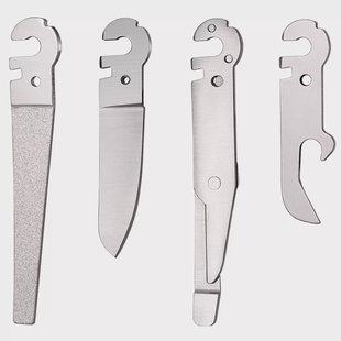 Roxon Flex FT12 Short Diamond File, Short Sheepsfoot Blade, Short Scissors, Bottle & Can Opener, 4 vervangbare tools voor Flex-systeem