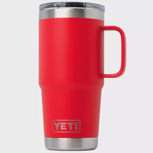 Yeti Rambler Travel Mug 20oz Stronghold Lid, Rescue Red, thermos reismok met deksel, 591 ml