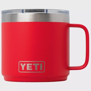 Yeti Rambler Stackable Mug 2.0 14oz Mag Slider Lid, Rescue Red, stapelbare thermosmok met deksel, 414 ml